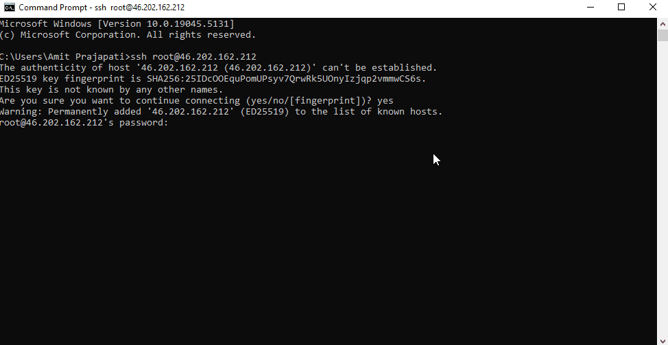 enter the root password